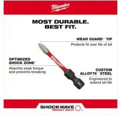 Milwaukee Bits Yıldız Uç Vidalama Matkap Ucu Ph2 x 50mm -2 Adet