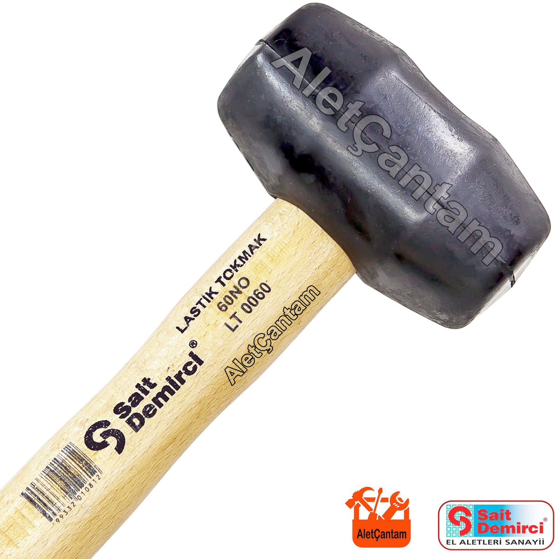 Sait Demirci Lastik Tokmak Ahşap Saplı 60 MM