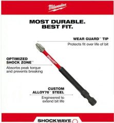 Milwaukee Bits Yıldız Uç Vidalama Matkap Ucu Pz2 x 90mm -2 Adet