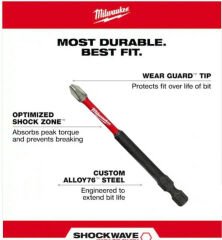 Milwaukee Bits Yıldız Uç Vidalama Matkap Ucu Ph2 x 90mm -2 Adet