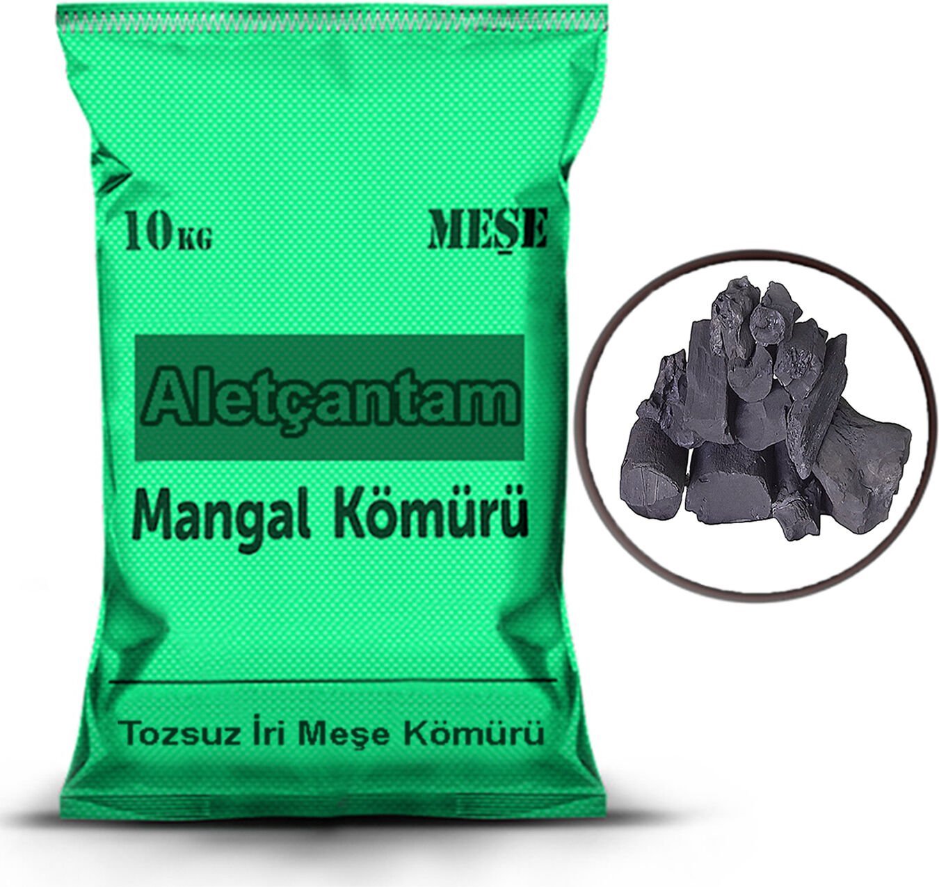 Mangal Kömürü Tozsuz Büyük İri Taneli Çuval Meşe Kömür 10 Kg