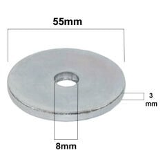 55mm Büyük Kalın Demir Pul Galvanizli Şase Vida Civata Pulu -10 Adet